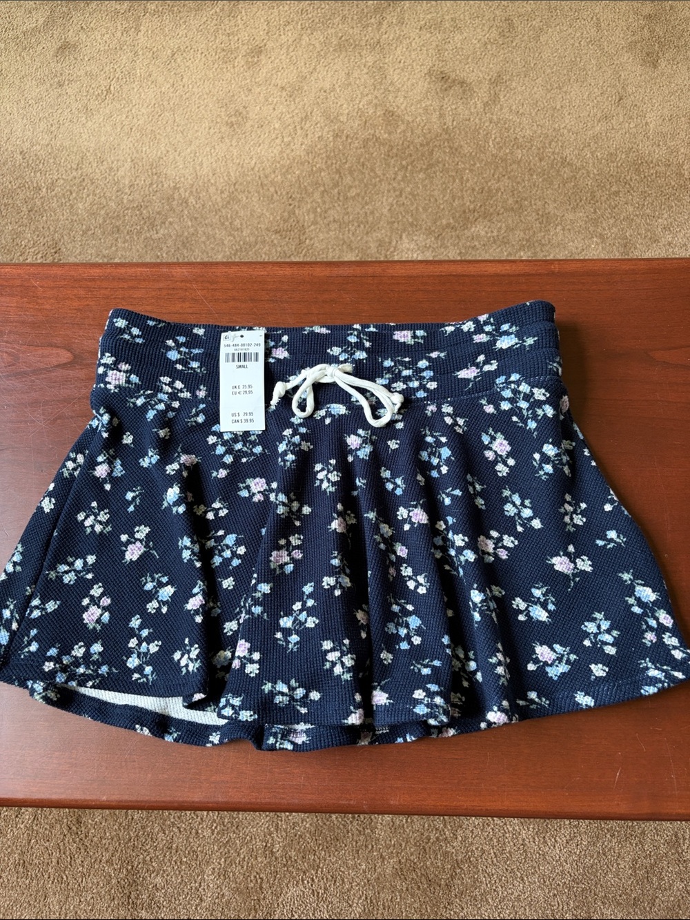 Hollister/Gilly Hicks Navy Floral Skater Skort with Drawstring